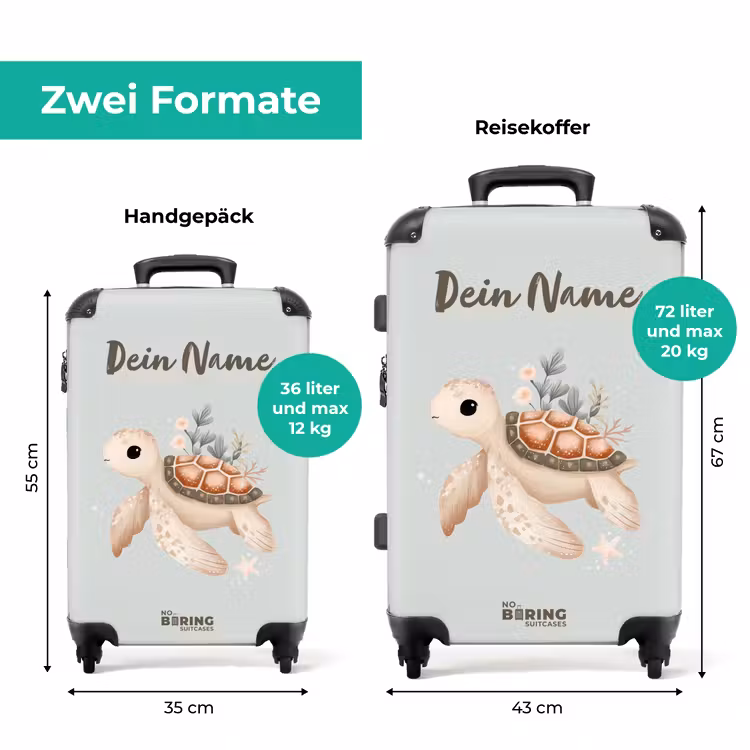 Koffer mit Name - Braune Meeresschildkröte in pastellfarbener Unterwasserwelt — 7