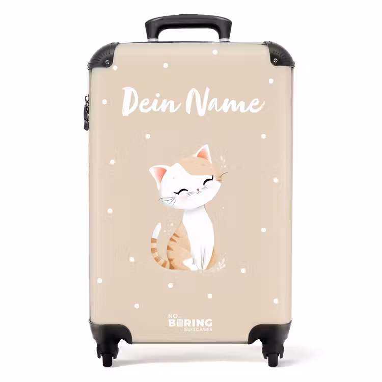 Koffer mit Name - Katze umgeben von beigen Punkten — 1