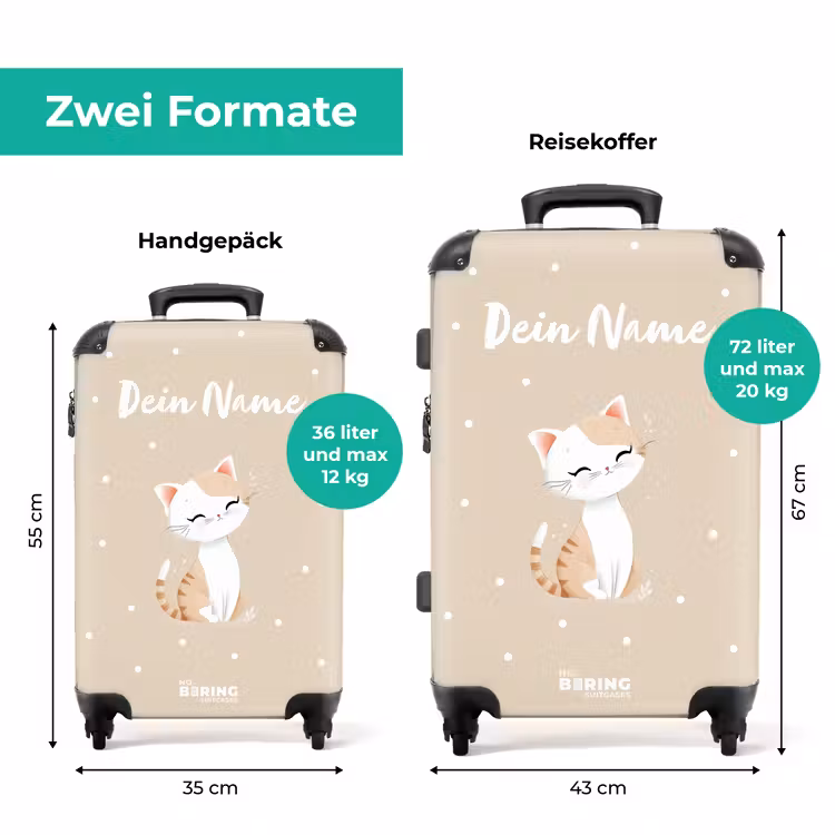 Koffer mit Name - Katze umgeben von beigen Punkten — 7