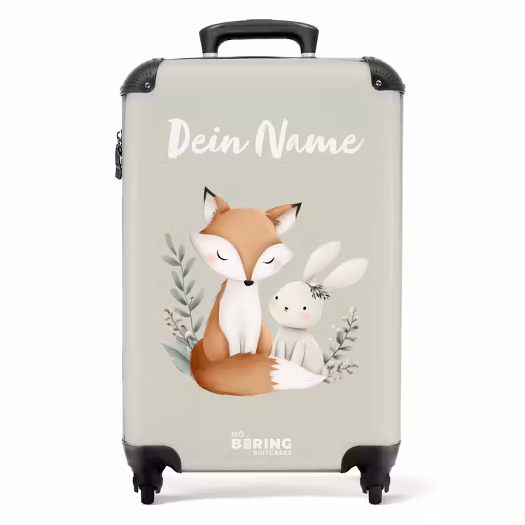Koffer mit Name - Fuchs und Kaninchen umgeben von grünen Blättern — 1