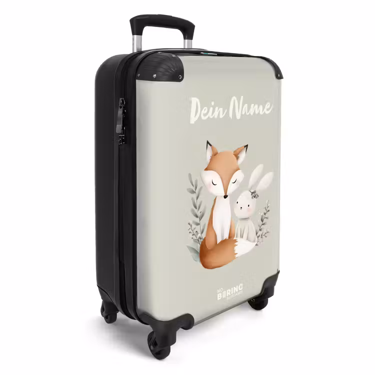 Koffer mit Name - Fuchs und Kaninchen umgeben von grünen Blättern — 2
