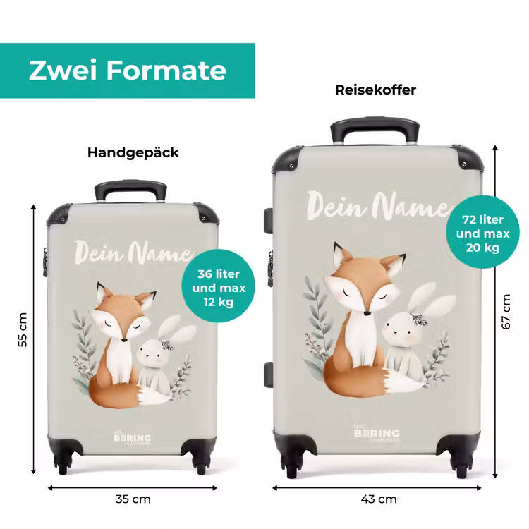 Koffer mit Name - Fuchs und Kaninchen umgeben von grünen Blättern — 7