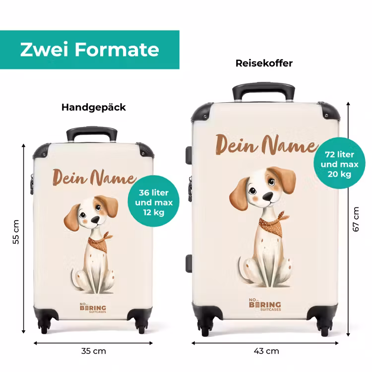 Koffer mit Name - Braun gefleckter Welpe auf beigem Hintergrund — 7