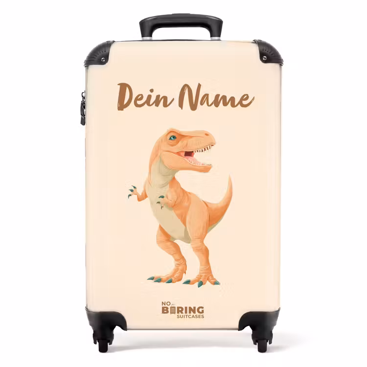 Koffer mit Name - T-Rex Dino in Orangefarben — 1