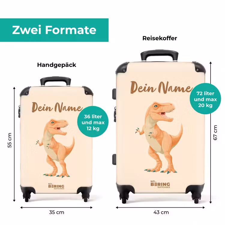 Koffer mit Name - T-Rex Dino in Orangefarben — 7