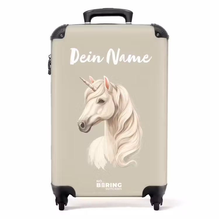 Koffer mit Name - Einhorn in neutralen Farben — 1
