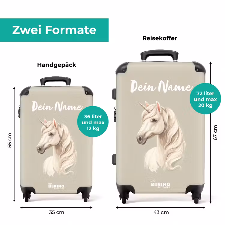 Koffer mit Name - Einhorn in neutralen Farben — 7
