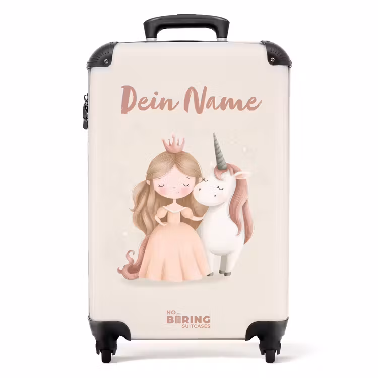 Koffer mit Name - Prinzessin und Einhorn in Pastellfarben — 1