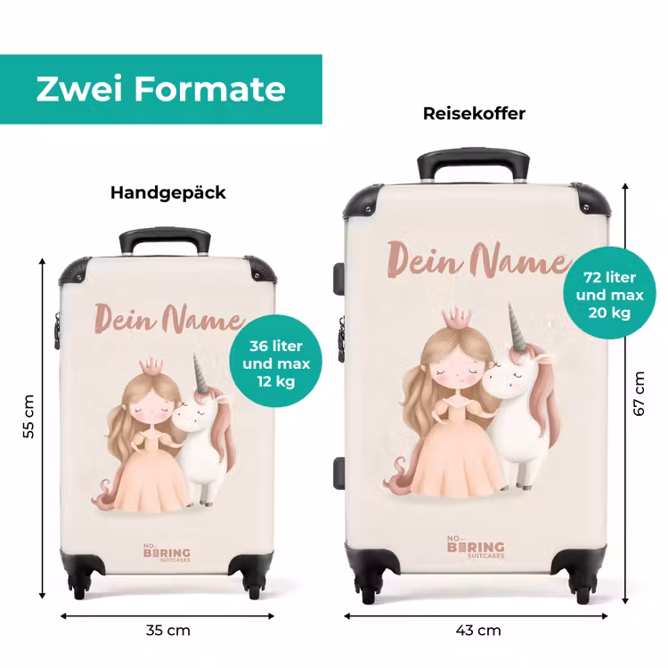 Koffer mit Name - Prinzessin und Einhorn in Pastellfarben — 7