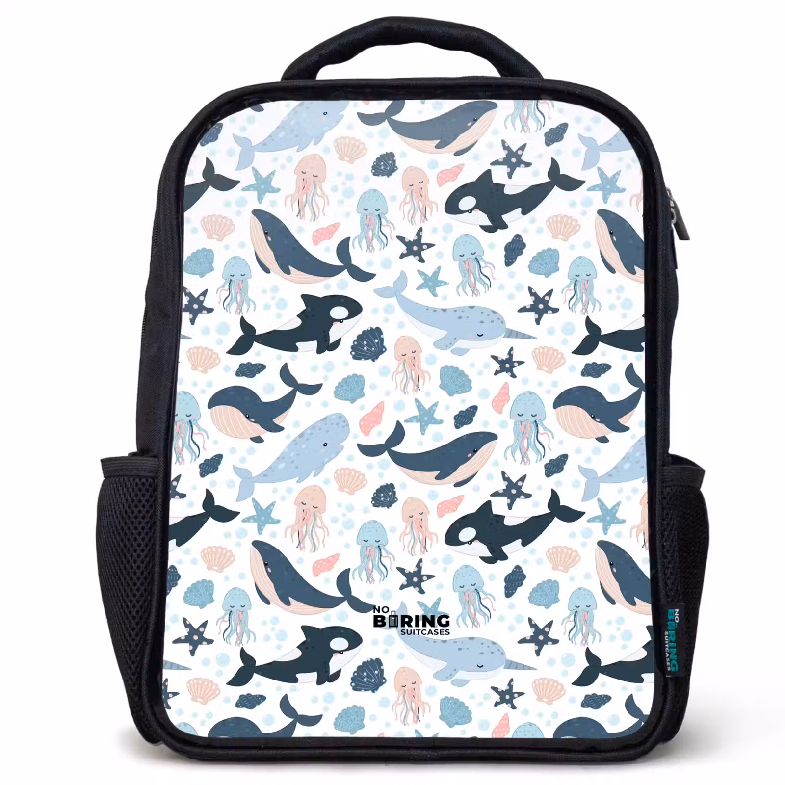Kinderrucksack - Schwarz - Meerestiere bunt — 1