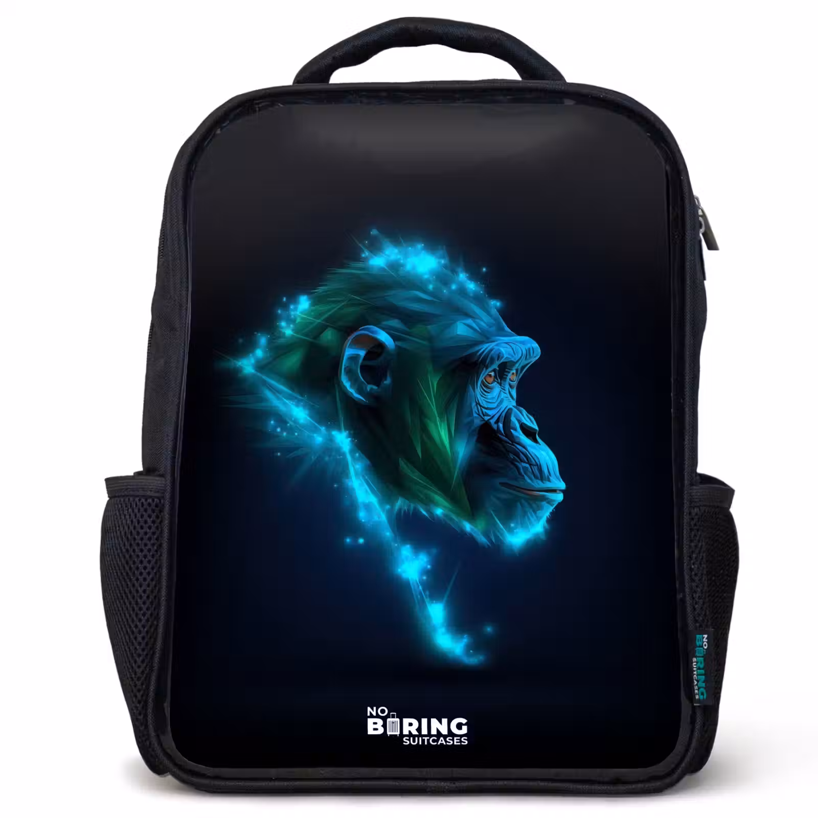 Kinderrucksack - Schwarz - Neon-Silhouette eines Schimpansen — 1