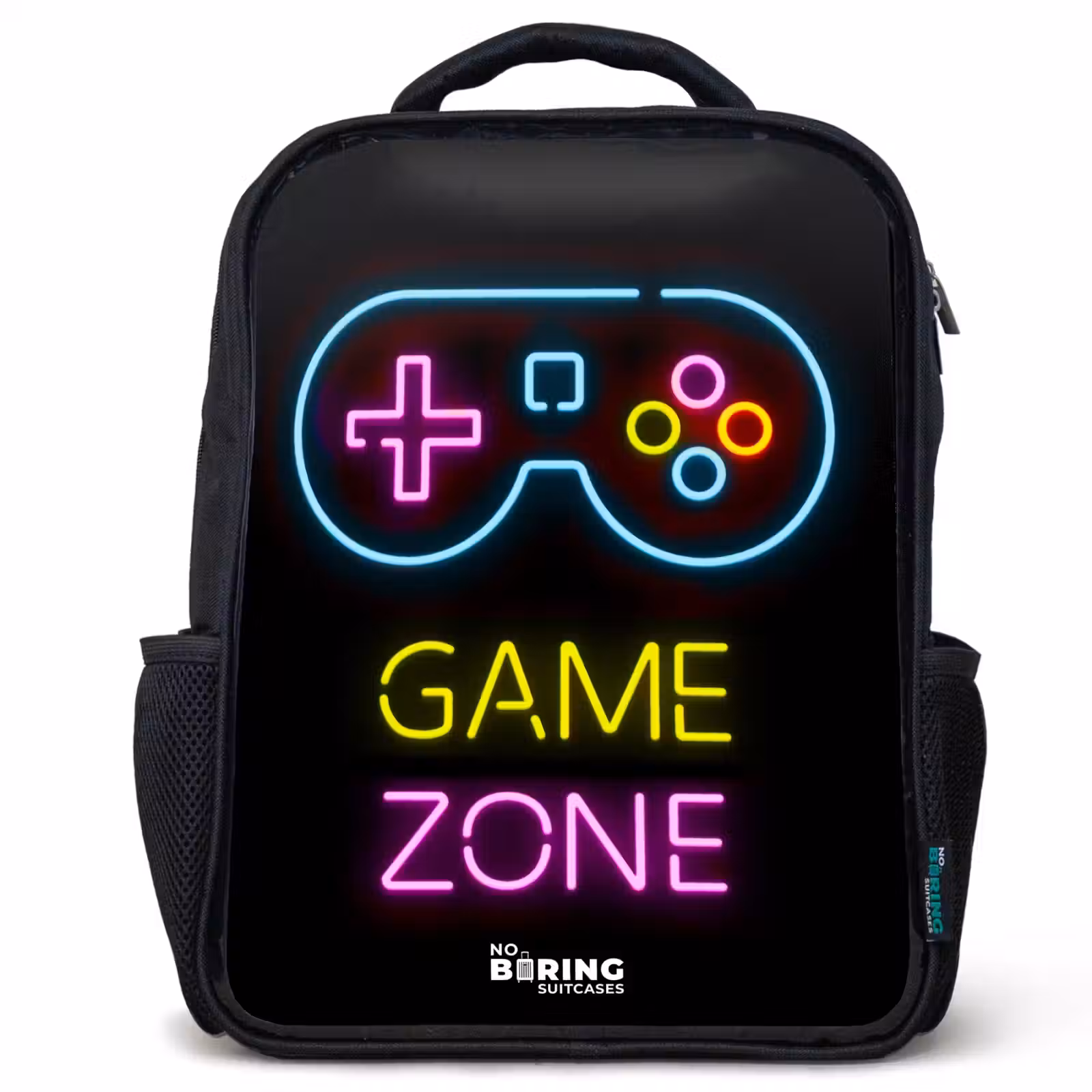 Kinderrucksack - Schwarz - Qoute mit Neonfarben — 1