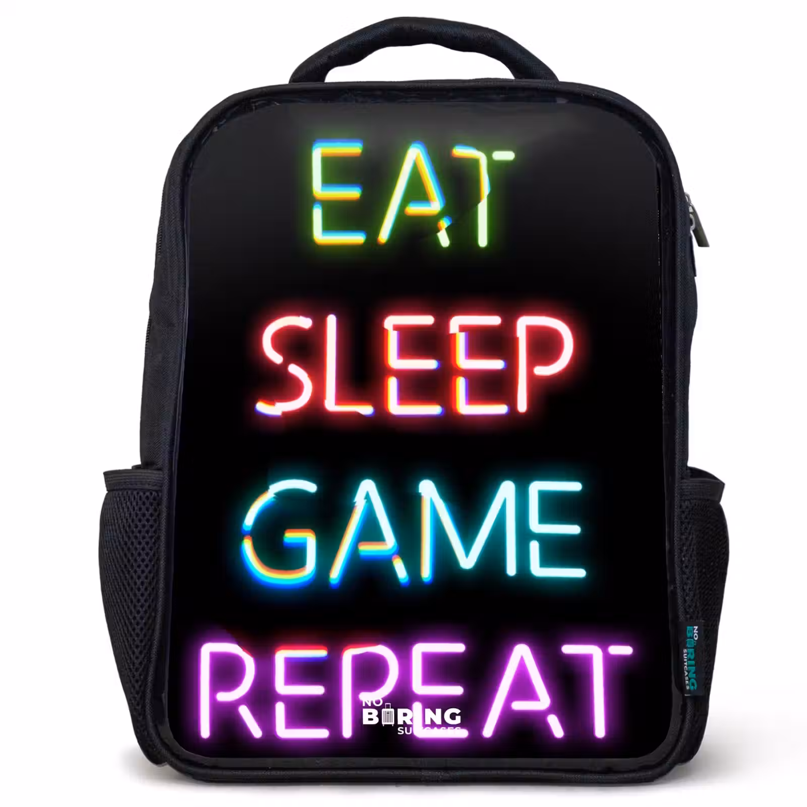 Kinderrucksack - Schwarz - Qoute mit Neonröhren — 1