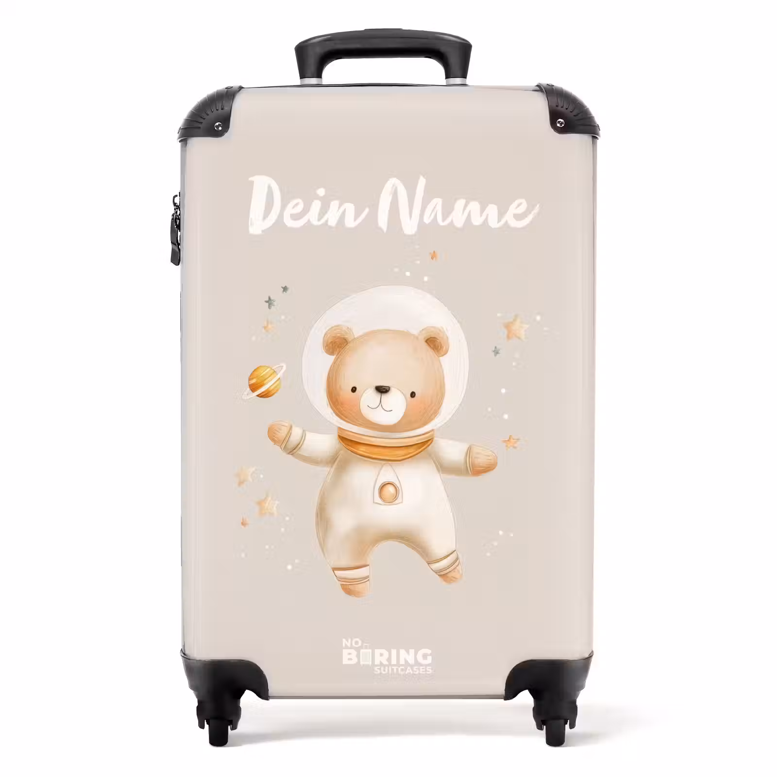 Koffer mit Name - Beigefarbener Weltraumbär schwebt zwischen den Sternen — 1
