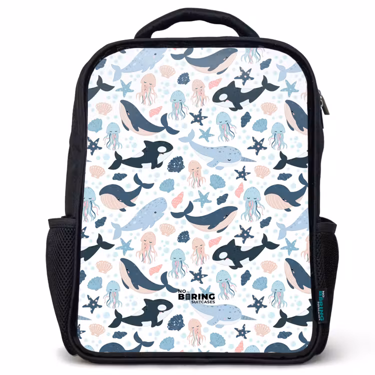 Kinderrucksack - Schwarz - Meerestiere bunt — 1