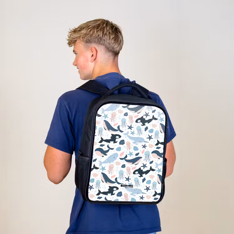 Kinderrucksack - Schwarz - Meerestiere bunt — 3