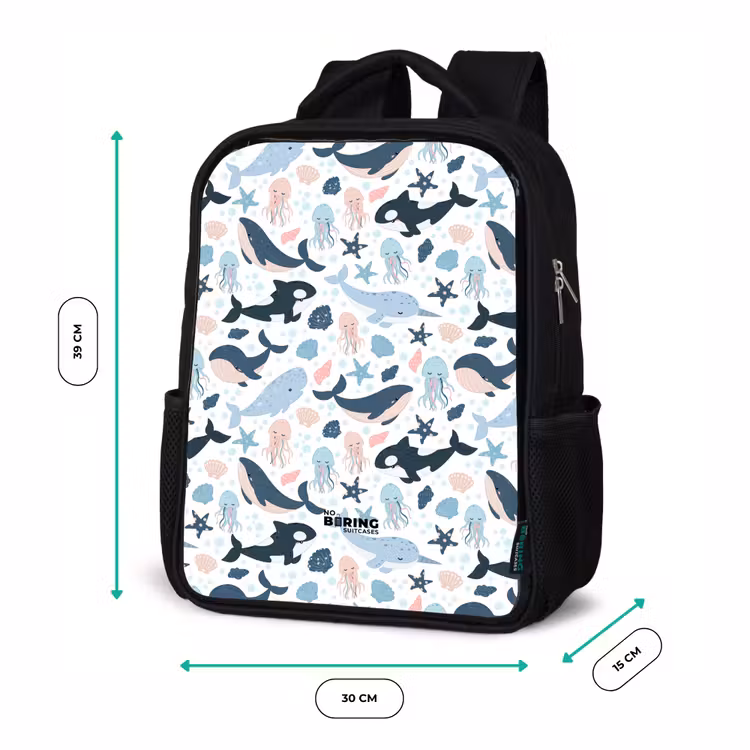 Kinderrucksack - Schwarz - Meerestiere bunt — 5