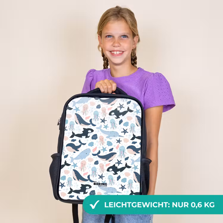 Kinderrucksack - Schwarz - Meerestiere bunt — 6