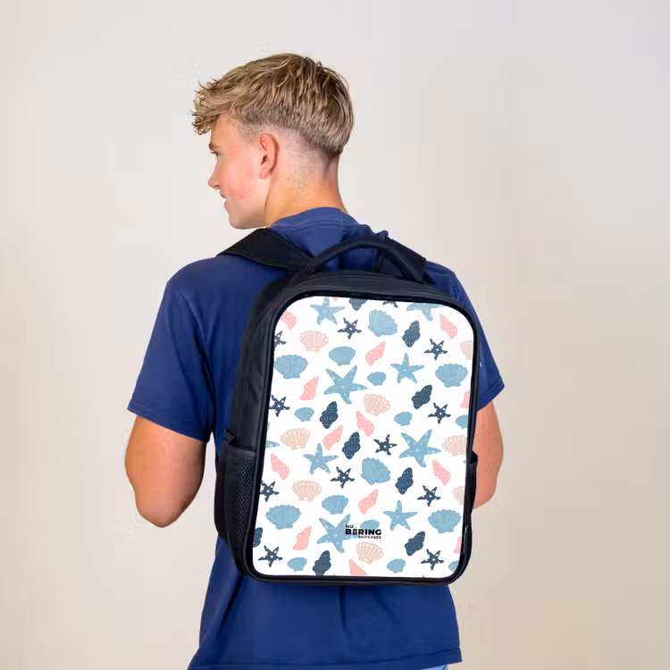 Kinderrucksack - Schwarz - Muschelmuster bunt — 3
