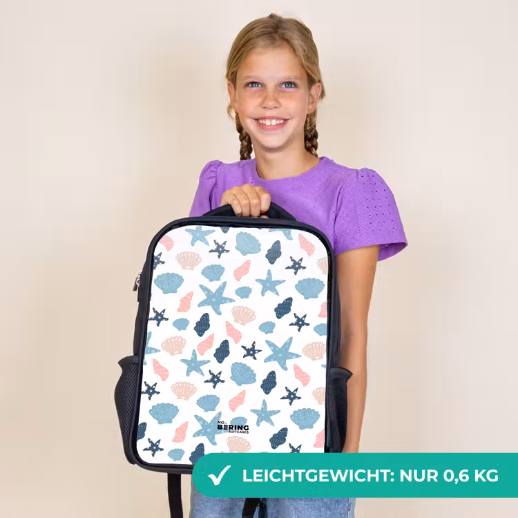 Kinderrucksack - Schwarz - Muschelmuster bunt — 6