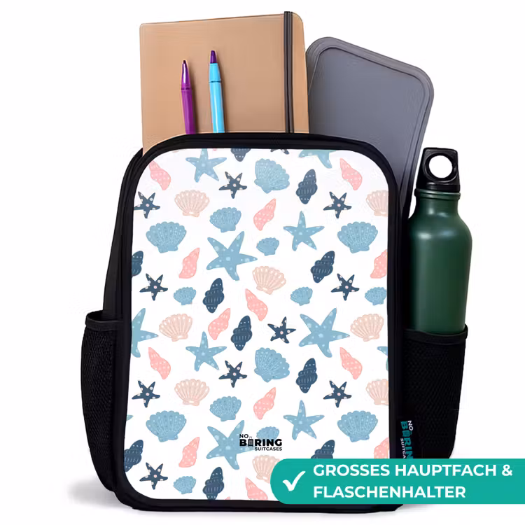 Kinderrucksack - Schwarz - Muschelmuster bunt — 7