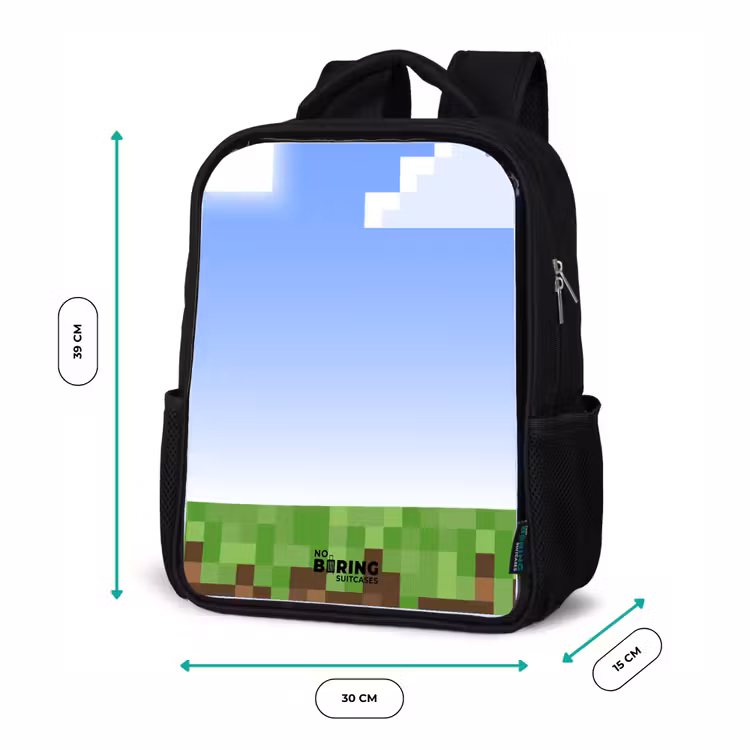 Kinderrucksack - Schwarz - Pixel-Welt — 6