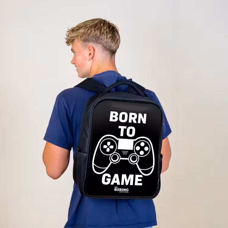 Kinderrucksack - Schwarz - Qoute mit Controller in Schwarz und Weiß — 3