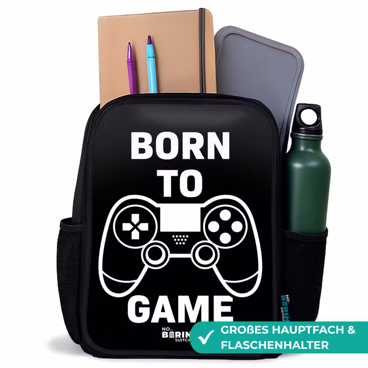 Kinderrucksack - Schwarz - Qoute mit Controller in Schwarz und Weiß — 8