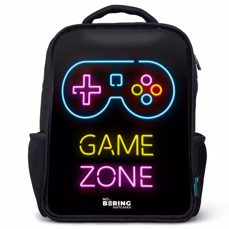 Kinderrucksack - Schwarz - Qoute mit Neonfarben — 1