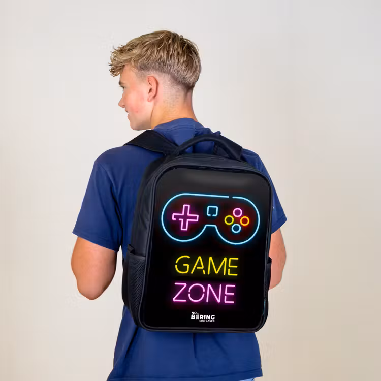 Kinderrucksack - Schwarz - Qoute mit Neonfarben — 3