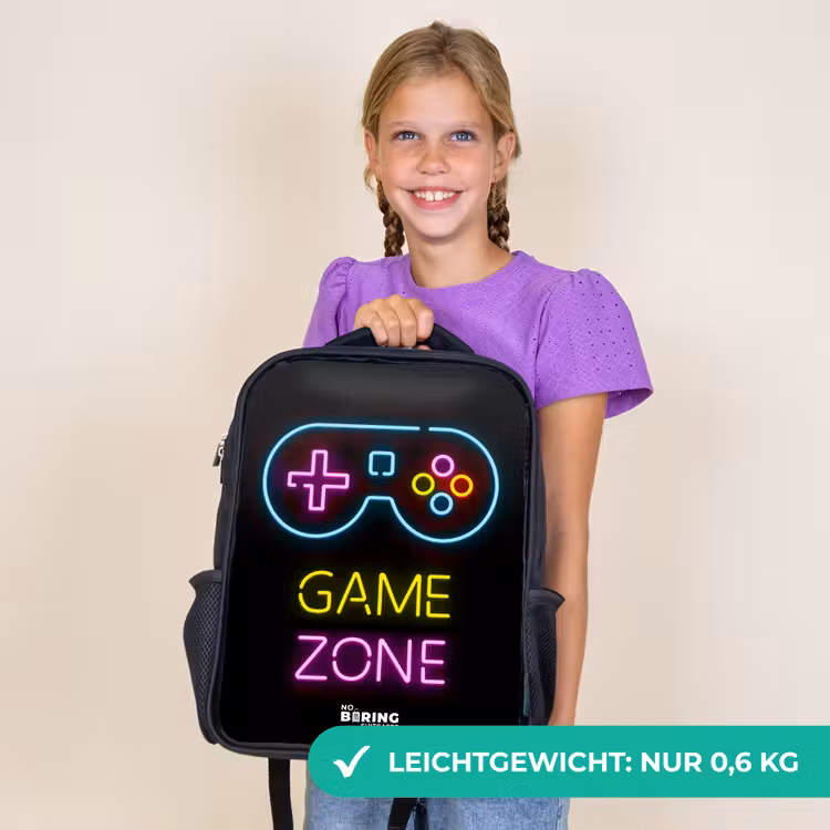 Kinderrucksack - Schwarz - Qoute mit Neonfarben — 7