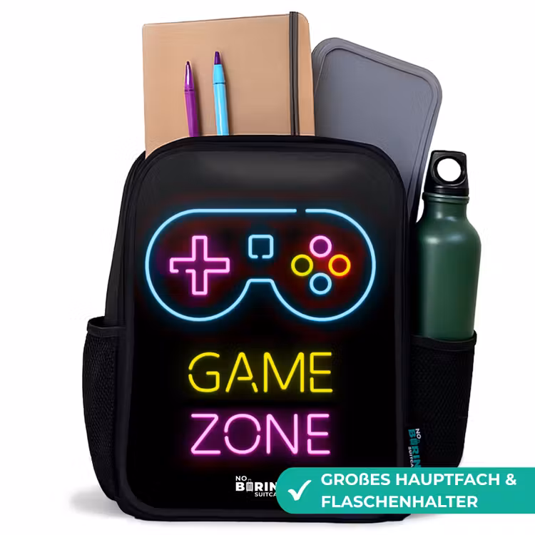 Kinderrucksack - Schwarz - Qoute mit Neonfarben — 8