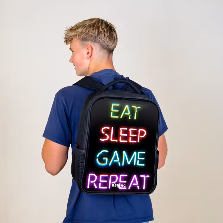 Kinderrucksack - Schwarz - Qoute mit Neonröhren — 3