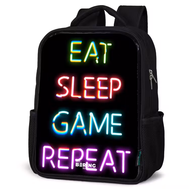 Kinderrucksack - Schwarz - Qoute mit Neonröhren — 4