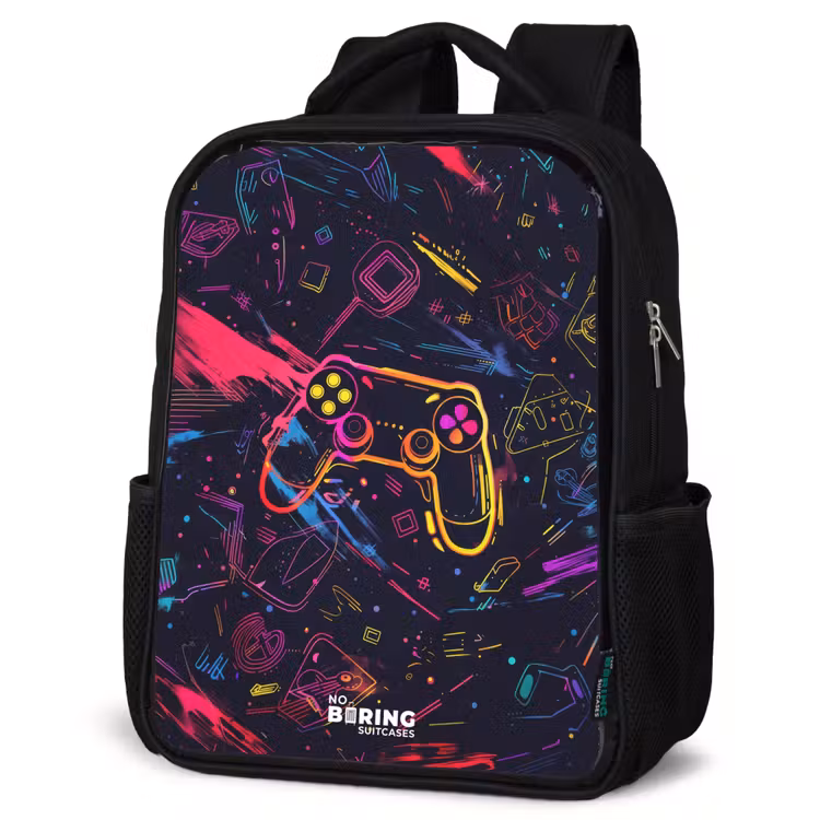 Kinderrucksack - Schwarz - Spielewelt im Neon-Stil — 4