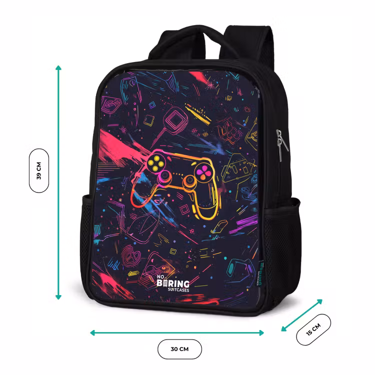 Kinderrucksack - Schwarz - Spielewelt im Neon-Stil — 6