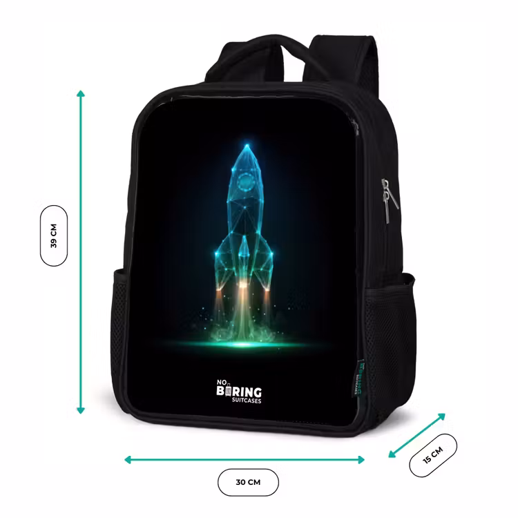 Kinderrucksack - Schwarz - Start einer Rakete im Neon-Stil — 6