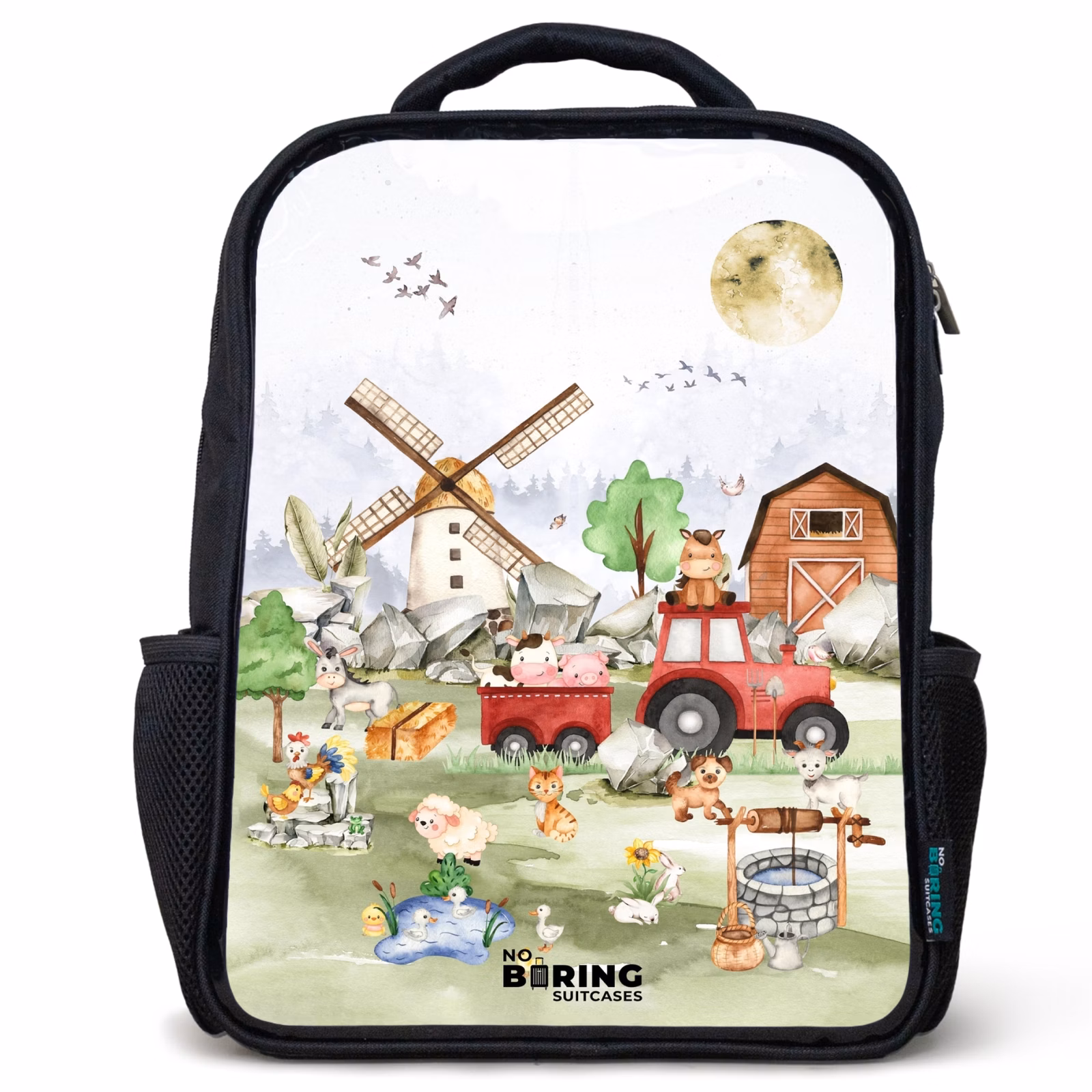 Kinderrucksack - Schwarz - Tiere auf einem Bauernhof — 1