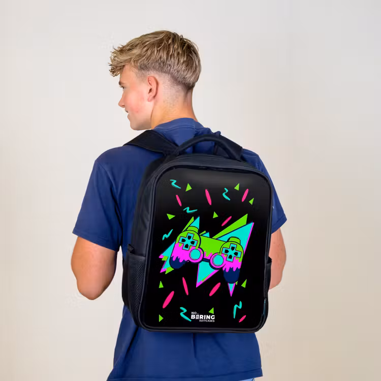 Kinderrucksack - Schwarz - Neon-Controller auf Schwarz — 3