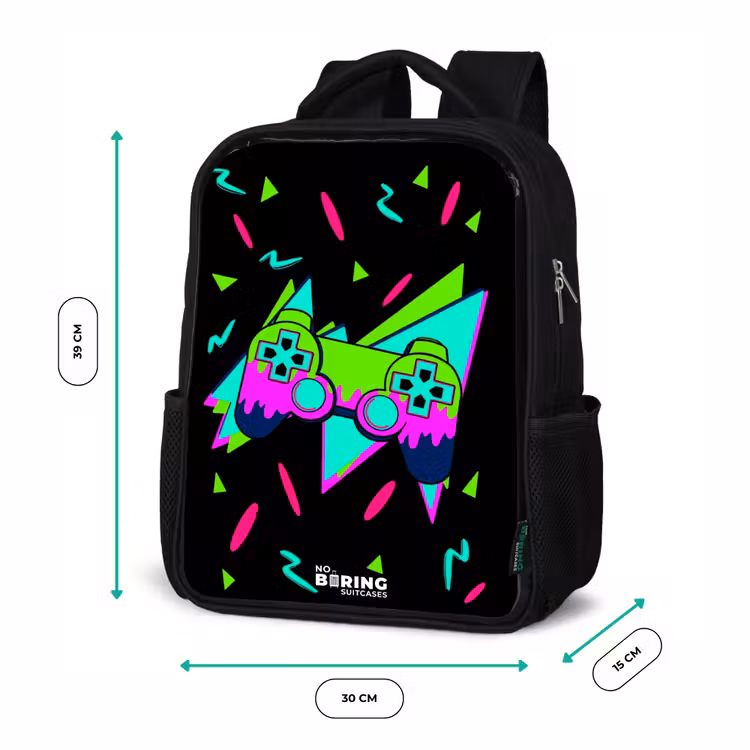 Kinderrucksack - Schwarz - Neon-Controller auf Schwarz — 6
