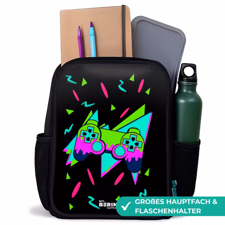 Kinderrucksack - Schwarz - Neon-Controller auf Schwarz — 8