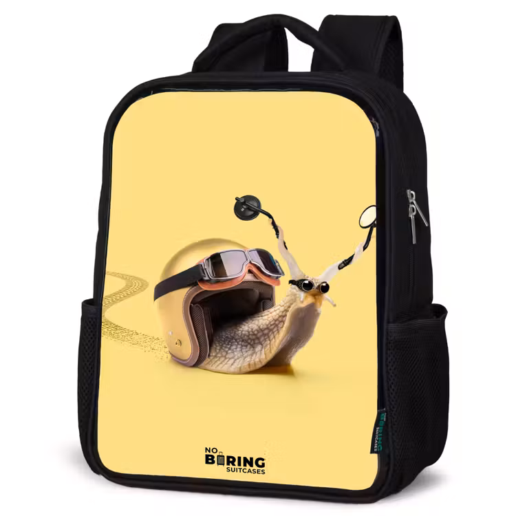 Kinderrucksack - Schwarz - Schnecke mit Motorradhelm — 4