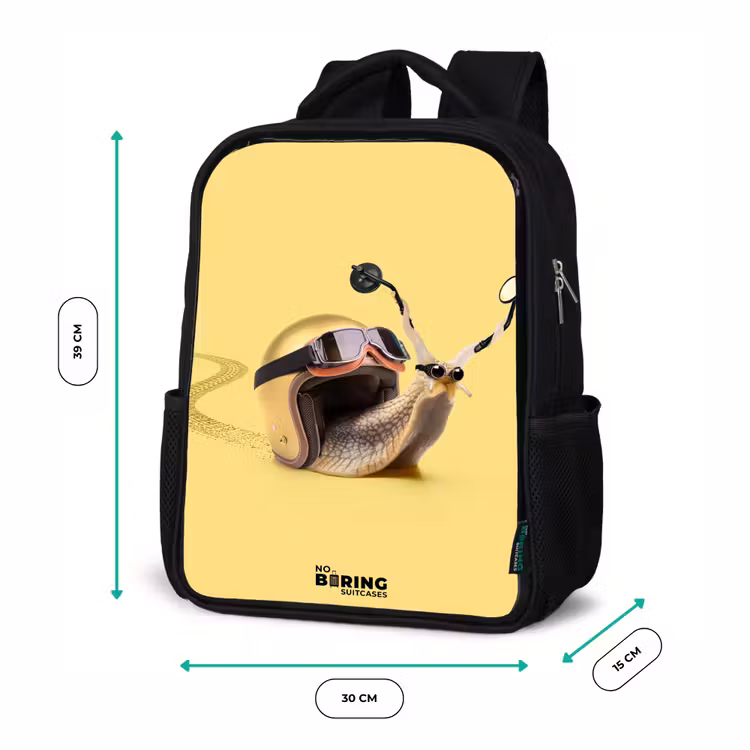 Kinderrucksack - Schwarz - Schnecke mit Motorradhelm — 6