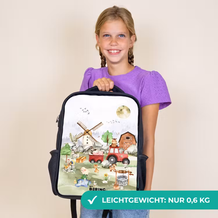 Kinderrucksack - Schwarz - Tiere auf einem Bauernhof — 7