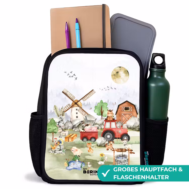 Kinderrucksack - Schwarz - Tiere auf einem Bauernhof — 8