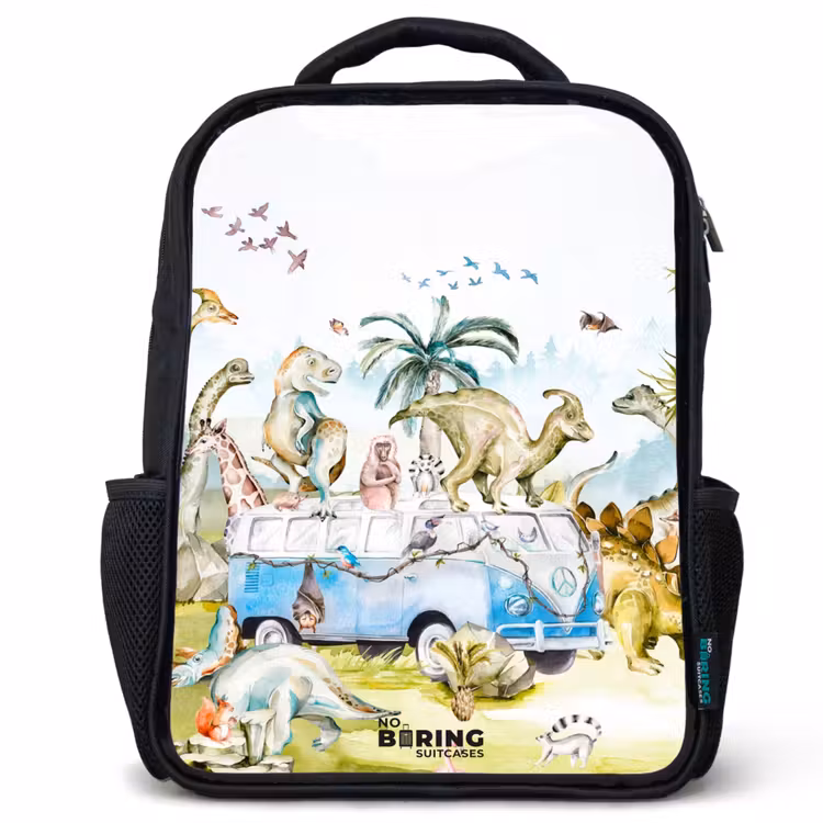 Kinderrucksack - Schwarz - Van mit Dinosauriern — 1