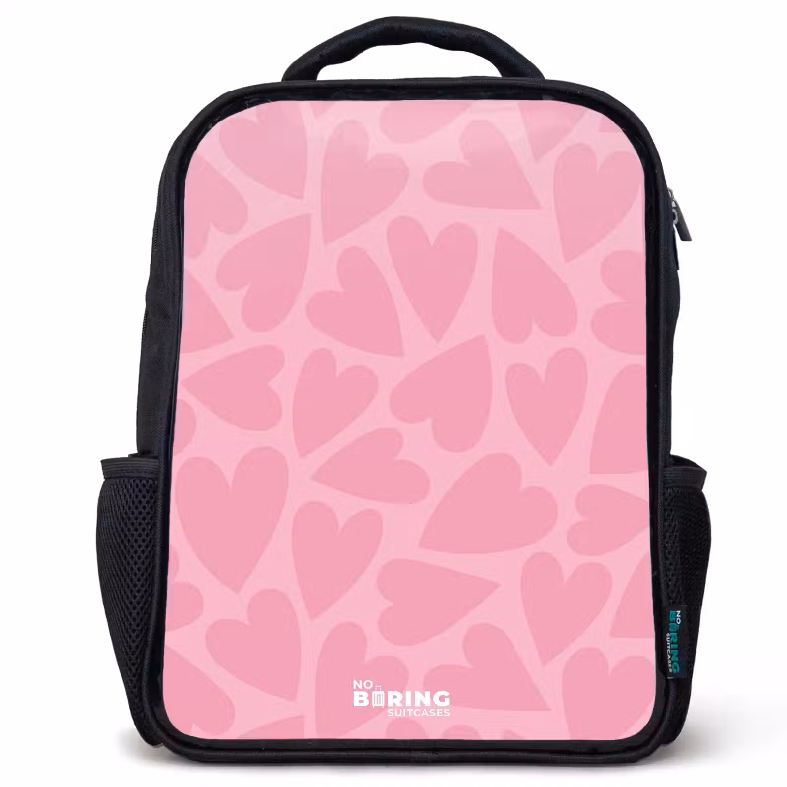 Kinderrucksack - Schwarz - Rosa Herzen Muster — 1