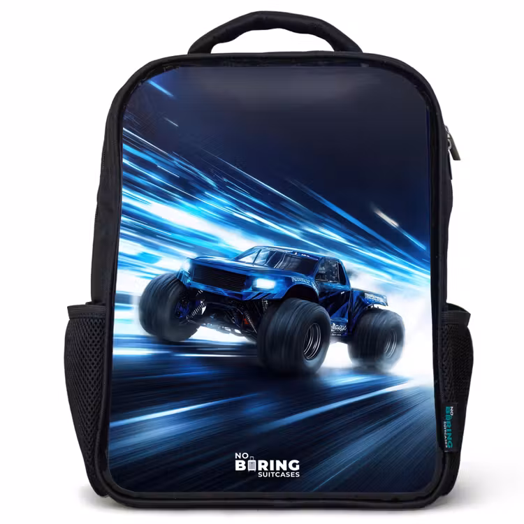 Kinderrucksack - Schwarz - Monstertruck rast durch die Lichtgeschwindigkeit — 1