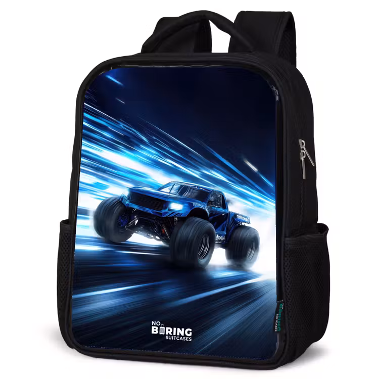 Kinderrucksack - Schwarz - Monstertruck rast durch die Lichtgeschwindigkeit — 4