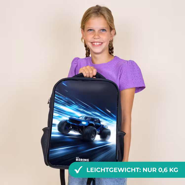 Kinderrucksack - Schwarz - Monstertruck rast durch die Lichtgeschwindigkeit — 7